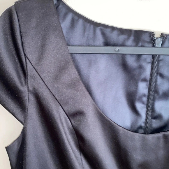 BCBG black satin yellow vintage 1950’s style bow detail cocktail dress - Picture 12 of 17